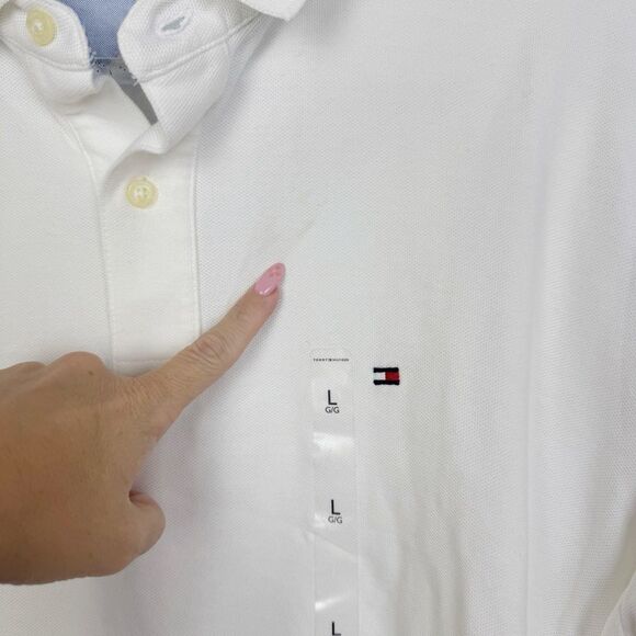 TOMMY HILFIGER | NEW White Polo Short Sleeve Shirt W/ Logo Men’s Size Large - Picture 5 of 9